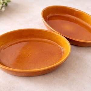 Oval Serving Dishes or Casserole Dishes in a Glazed Caramel Color